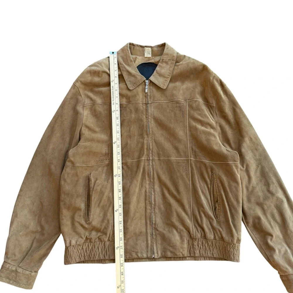TORRAS Suede Bomber Jacket Mens Tan‎ Leather Zip Front Casual Outerwear XL